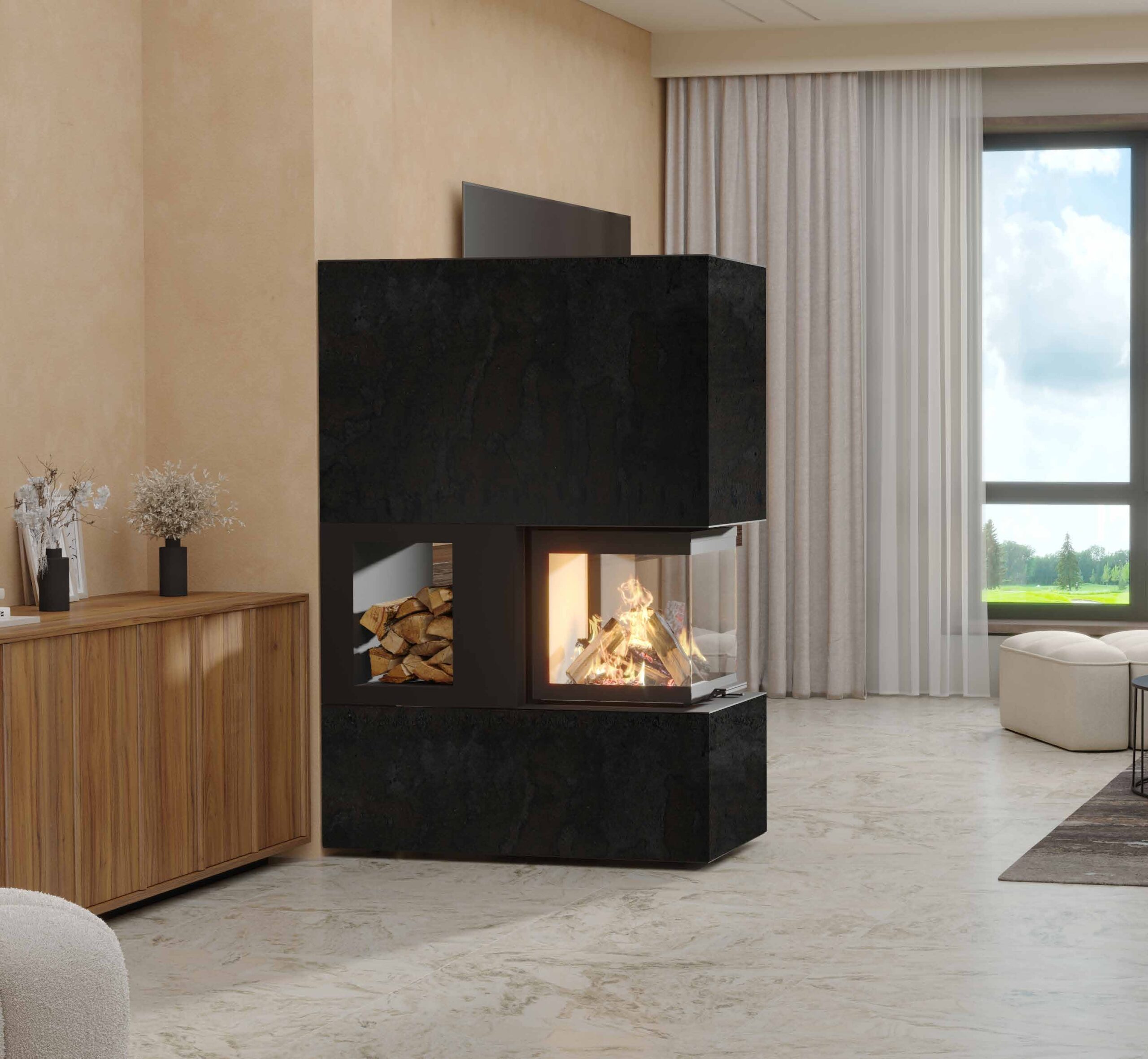 NeoCube P55 – Steel Edition – Raumaufnahme NeoCube P55 – Steel Edition in einem Wohnraum