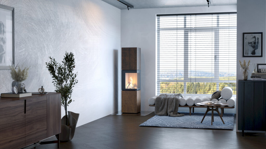 NeoCube S10XL in IRON CORTEN im Wohnzimmer